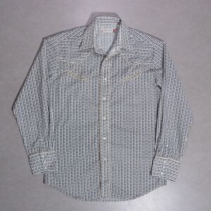 Roper Pearl Snap Floral Print Stripe L/S Smile Pocket Western Shirt Men's Medium